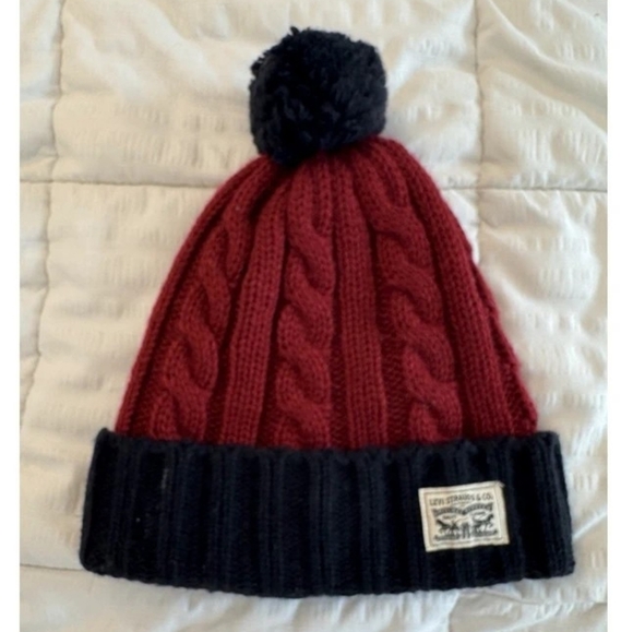 Cozy Red and Black Knit Beanie for Kids - Picture 1 of 3
